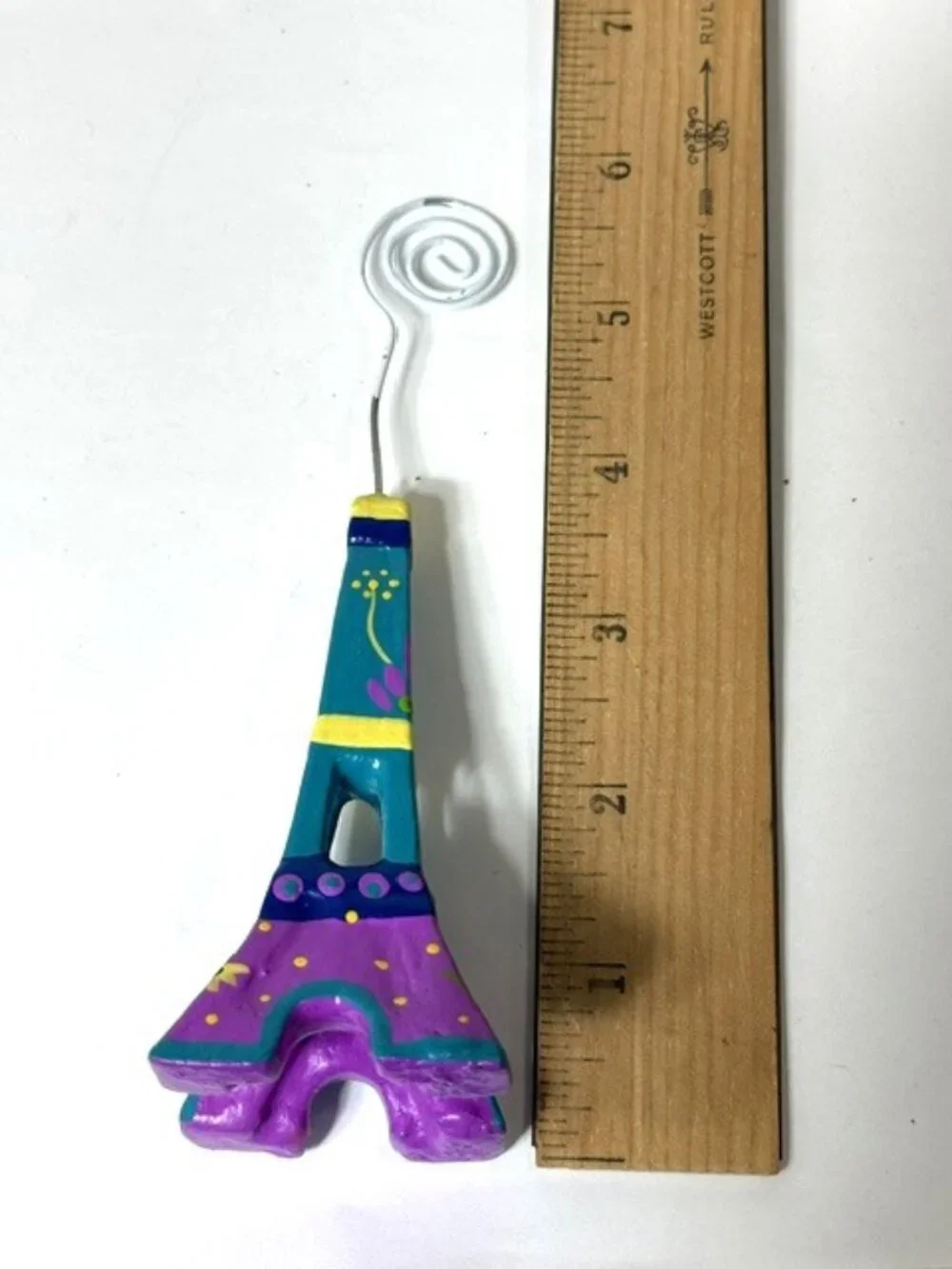 Handpainted Eiffel Tower Christmas ornament.